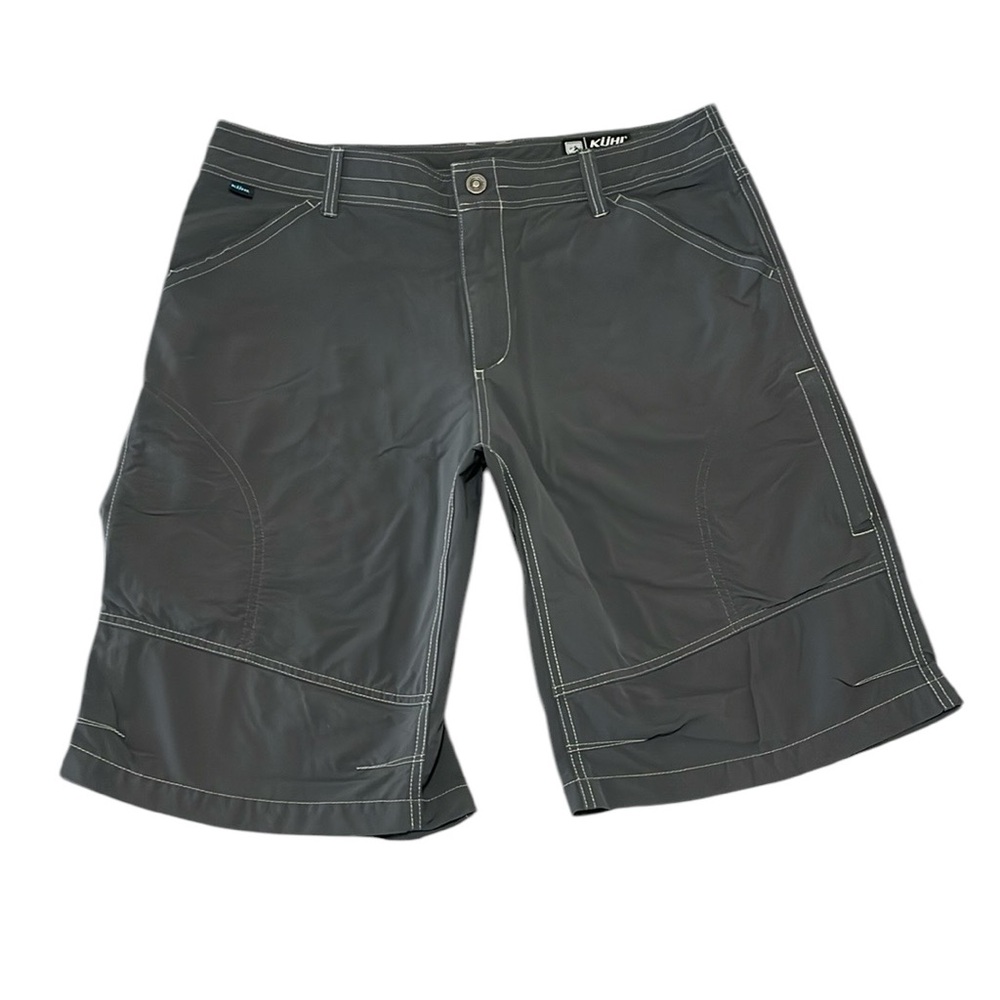 Kuhl Hiking Cargo Shorts Outdoor Gray Nylon Spandex Zip Pockets Men's Size 38